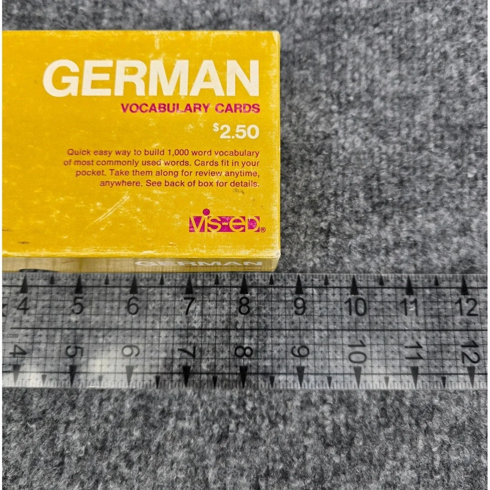 Vintage Vis-Ed German Vocabulary Cards Yellow 1000 Cards Educational School 60s